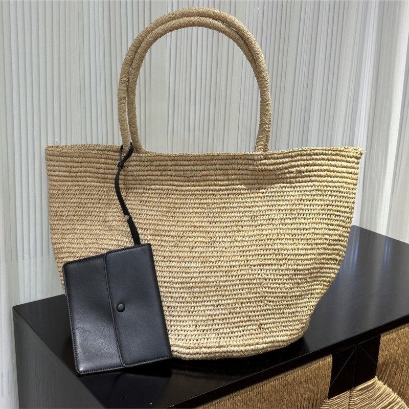 Women'S Raffia Bags - กระเป๋าถือทำมือจากเส้นใยราฟเฟียธรรมชาติพร้อมกระเป๋าหนังแกะ กระเป๋าสะพายสำหรับวันหยุดพักผ่อนริมชายหาดในฤดูร้อน