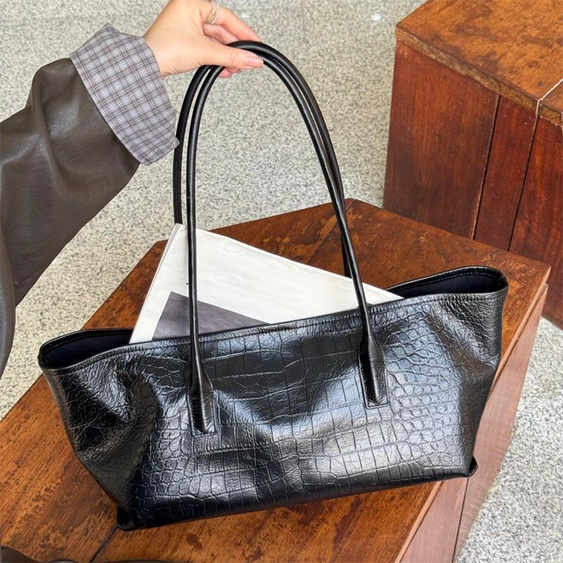 Women Bags Branded - กระเป๋าโท้ทลายจระเข้สไตล์วินเทจสุดหรู, กระเป๋าสะพายไหล่ความจุขนาดใหญ่สำหรับผู้หญิง, กระเป๋าโท้ทลำลองสไตล์มินิมอลสุดเก๋