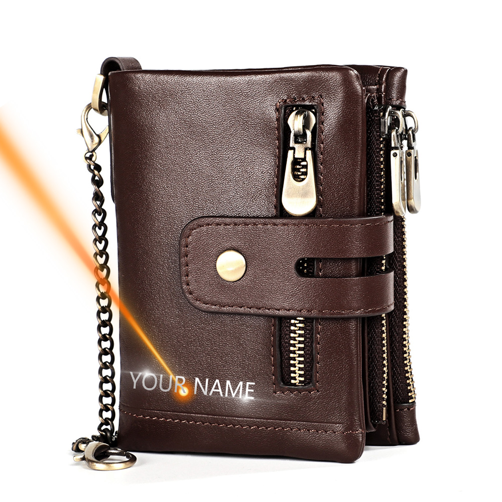 Women'S Young Bags - กระเป๋าสตางค์แฟชั่นสั้นรุ่นใหม่ สำหรับชายหญิง หนังวัวแท้ แกะสลักชื่อได้ ใช้ได้ทั้งชายและหญิง มีช่องใส่เหรียญ