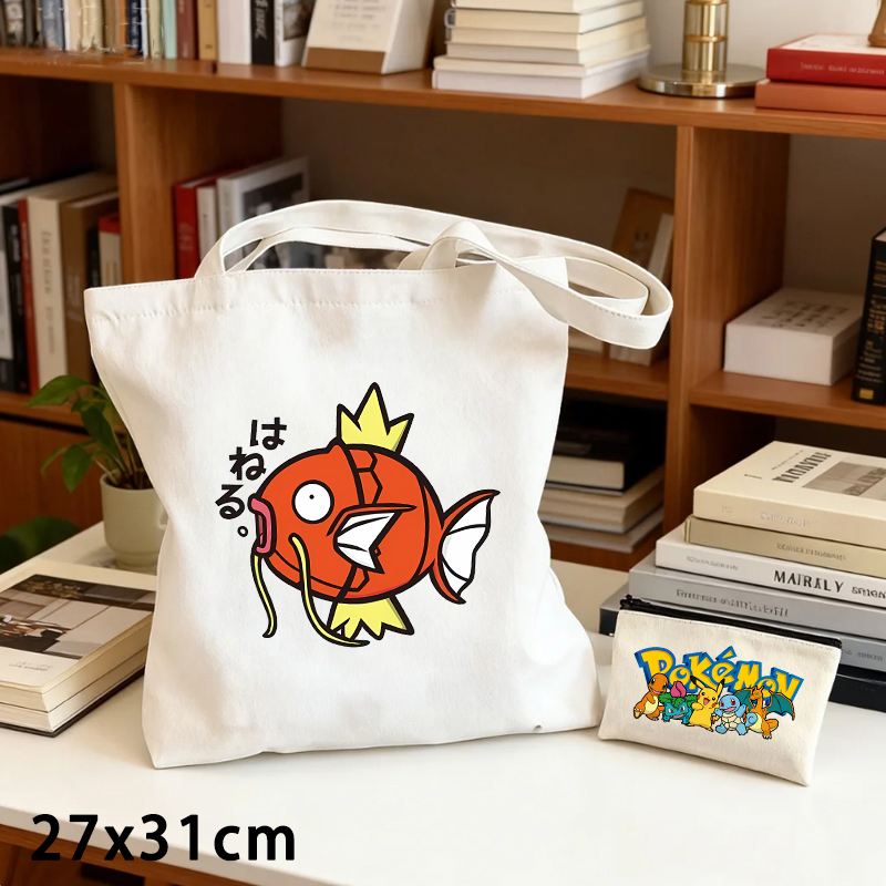 Women'S Bags Handbags - ชุดกระเป๋าผ้าแคนวาสโปเกมอน 2 ชิ้น พร้อมกระเป๋าใส่เหรียญ ลายการ์ตูนอนิเมะน่ารัก กระเป๋าสะพายไหล่